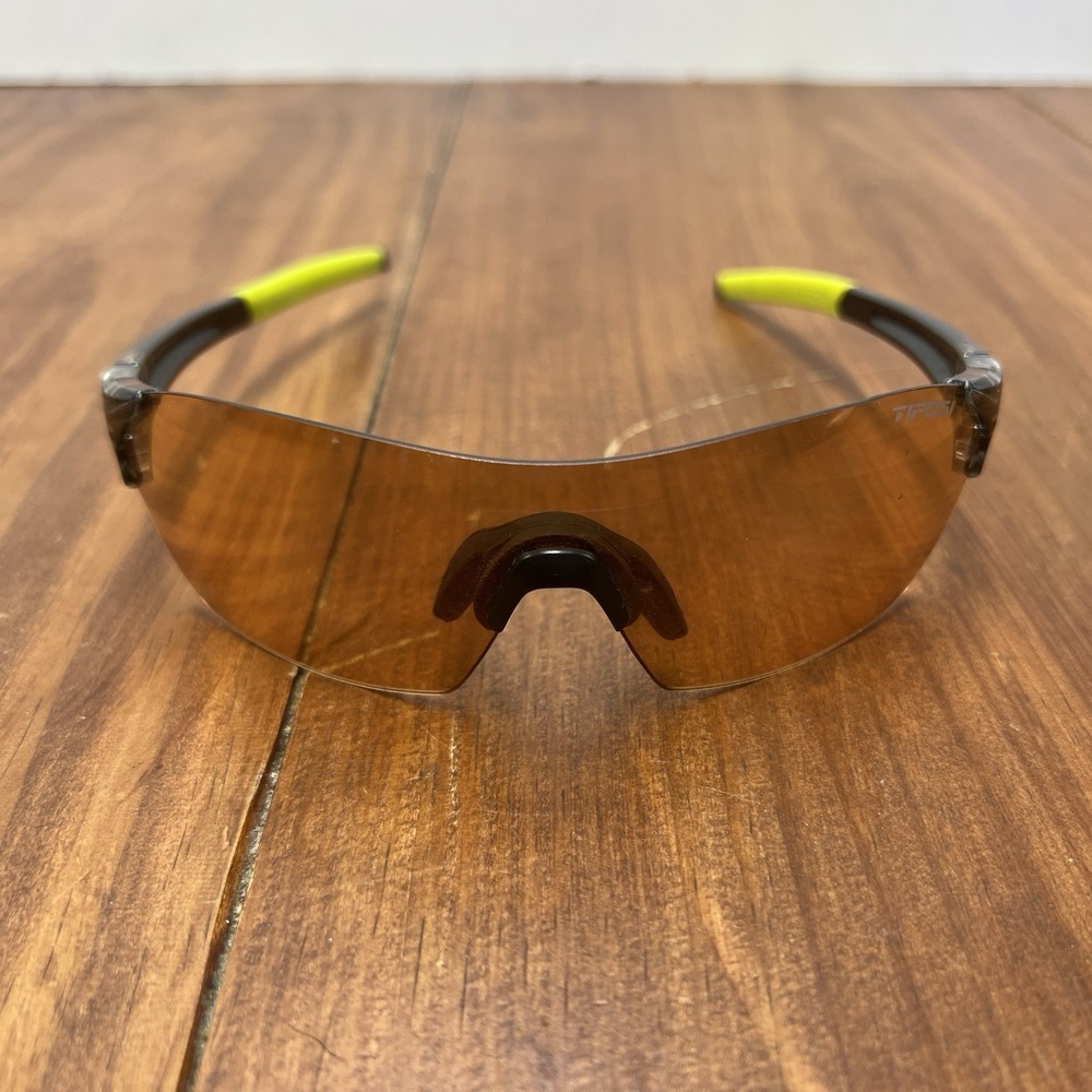 Tifosi Shield Sport Sunglasses Amber Lens Black Yellow Cycling Running Golf